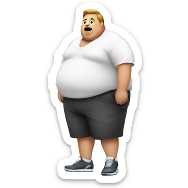 obese man with big belly wearing a white undershrt sticker