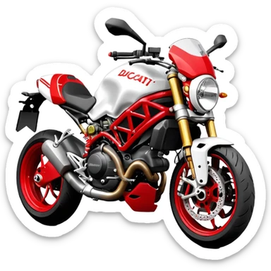 Ducati Monster S4RS motorcycle, simplified, red and white color scheme, iconic S4RS design sticker
