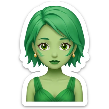 green dress old character, green hair. sticker