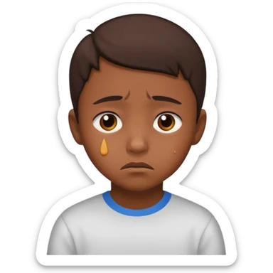 kid with brown skin sad hurt sticker