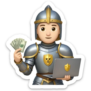 Knight with laptop and money sticker