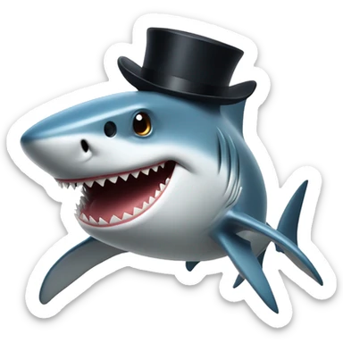 Shark with a top hat sticker