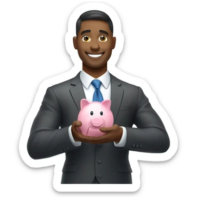 happy business man saving money sticker