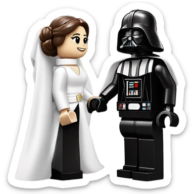 Lego Princess Leia and Darth Vader get married sticker