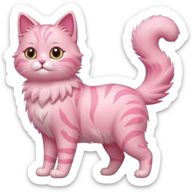 cute pink cat, full body. different body shape, side view. sticker