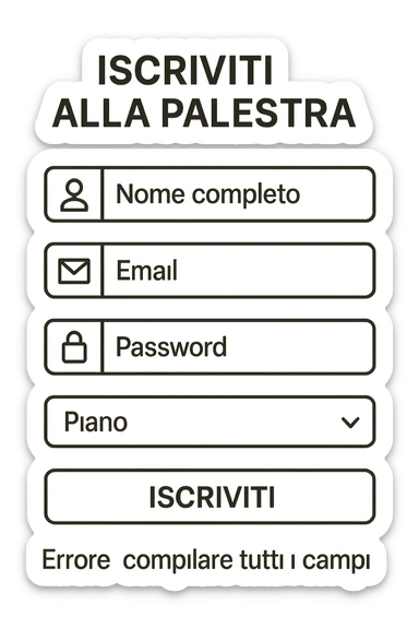 Scheda online palestra fallimentare  che non va bene foglio in italiano sticker