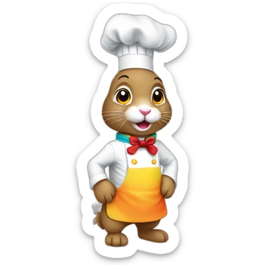 rainbow rabbit chef sticker