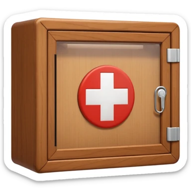 brown first aid cabinet front glass sticker