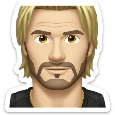 David beckham with black hair wearing gold chain and black shirt sticker