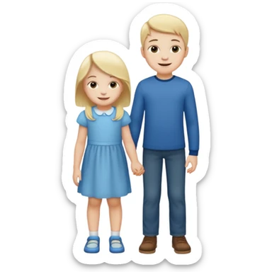 small child standing next to a tall child sticker