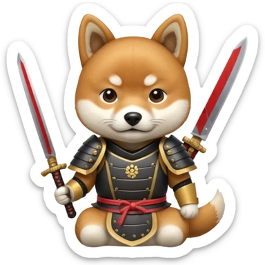 dog japan ancient samurai with small knife sticker