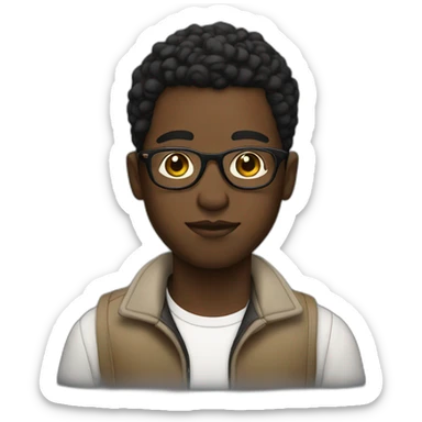 Black boy with faded low cut and glasses sticker