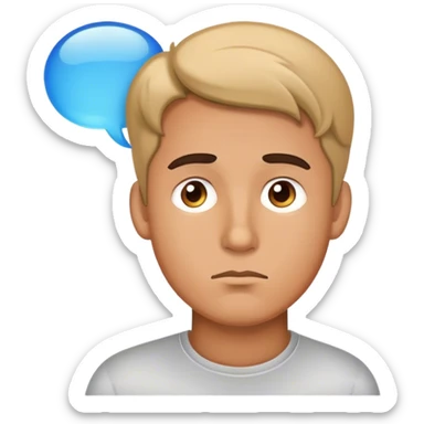 man with a thinking bubble sticker