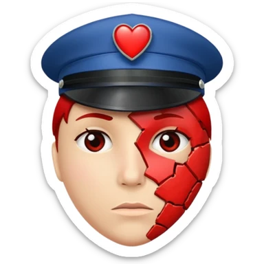 Corazón roto con gorra de policia sticker