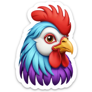 rooster with wigs sticker