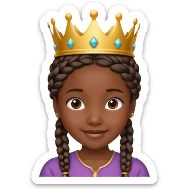 black girl kid with braided crown sticker