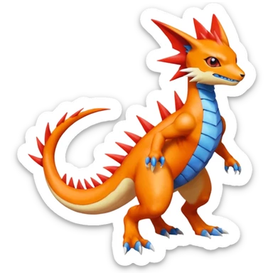 Koraidon-Veemon-Digimon-Latias-Peppercat-Pokémon-Flamedramon-fusion-animal-hybrid-creature, Full body  sticker