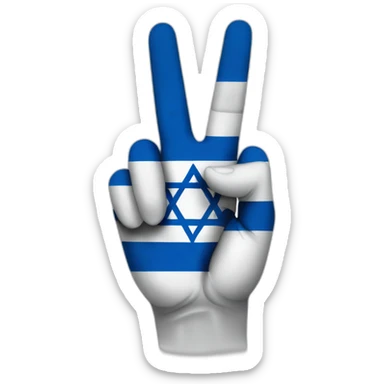 Israel flag and Hand peace sign sticker