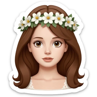 lana del rey with a white flower crown sticker