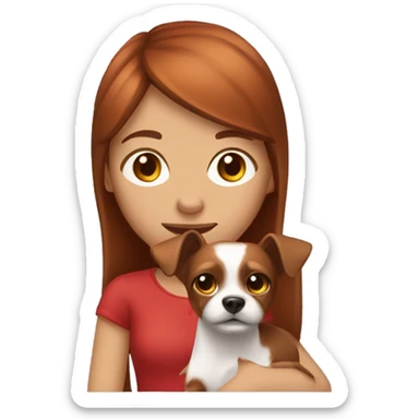 Brown-hair girl with the red-haired Toy Terrier sticker