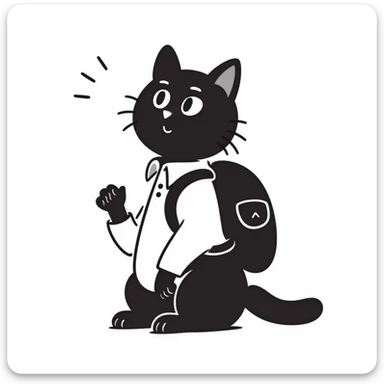 cat wearing a school backpack sticker