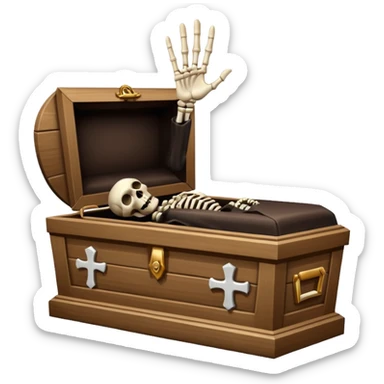 skeleton hand rising from coffin sticker