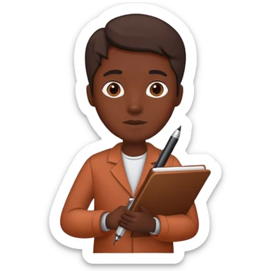 Open copybook and pen in dark terracotta color  sticker