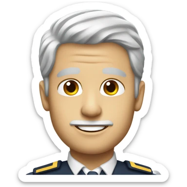 male commercial pilot with blonde and gray hair sticker