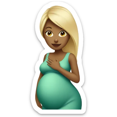 blonde pregnant woman at the Christmas tree sticker