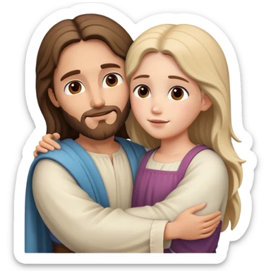 Jesus hugs a girl sticker
