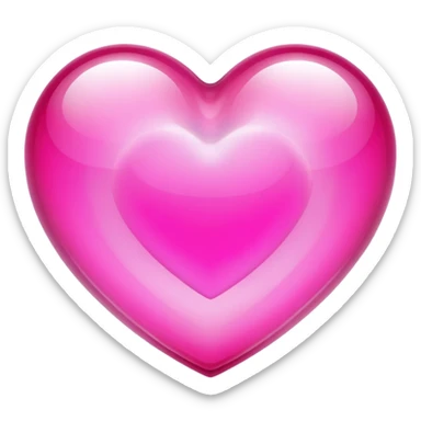 Glass transparent heart in hot pink color sticker