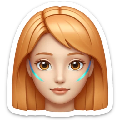 AI Support Agent holo-human-like Cyber AI face, warm, calm and friendly. Holographic look.Soft AI face with a listening, welcoming expression, minimal facial lines, calm eyes.  sticker