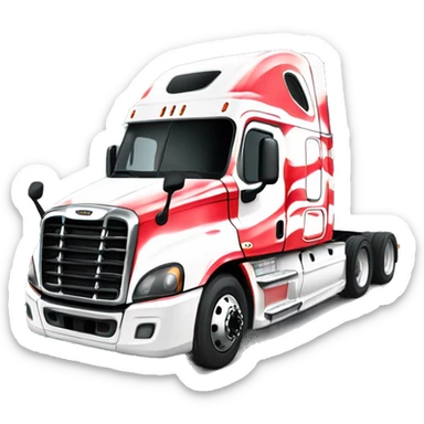 red broken freightliner cascadia semi-truck  sticker