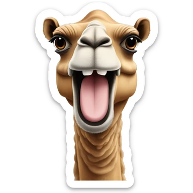 Camel make it cartoon and Let him look at the screen and let him raise his two hand like Celebrate sticker