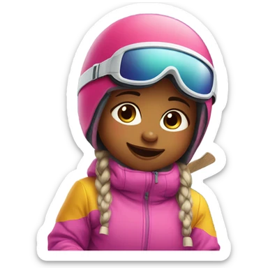 Baby girls skiing down a mountain  sticker