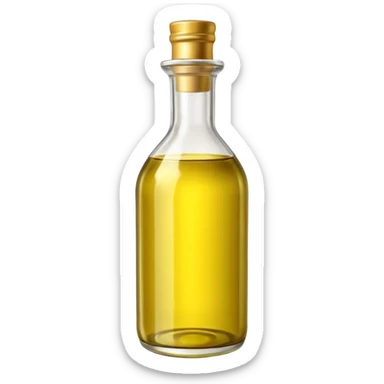 olive oil bottle object icon, glass bottle with golden olive oil, 3D cartoon, mobile game icon style, clean background, no text, no watermark
 sticker