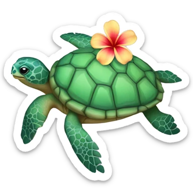 Sea turtle wearing Hawaiian flower necklace sticker