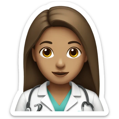 Nurse with long brown hair sticker