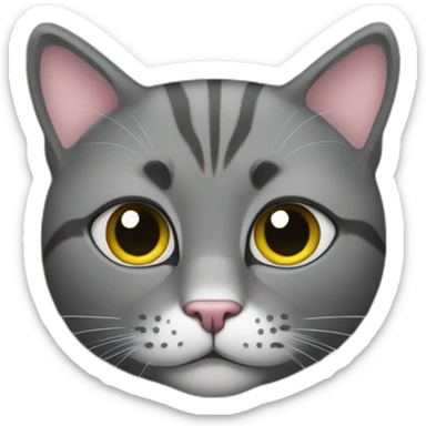 cat fat face dark grey sticker
