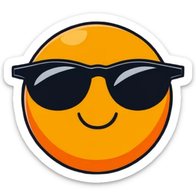 bright orange sun with cool black sunglasses and a cute happy face sticker