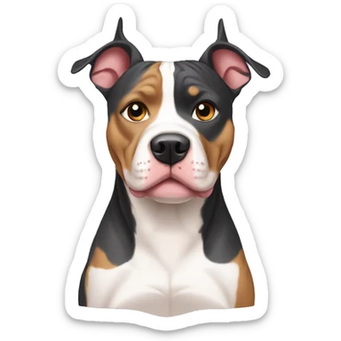tri color pitbull with cropped ears sticker