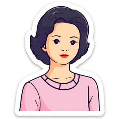 Teresa Teng legendary singer with classic 70s-80s style, chest up portrait sticker