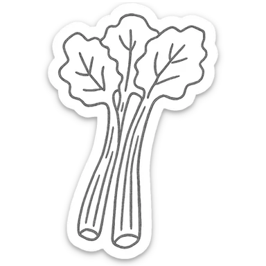 hand-drawn outlined rhubarb, sketchy lines sticker
