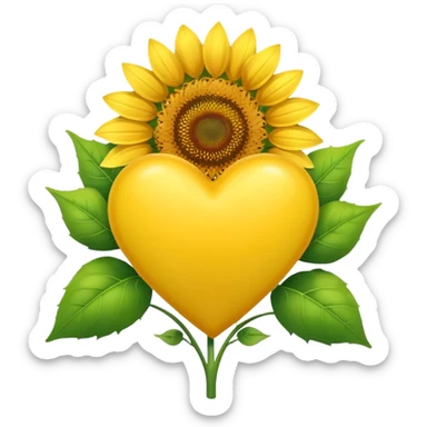 yellow heart with a sunflower sticker