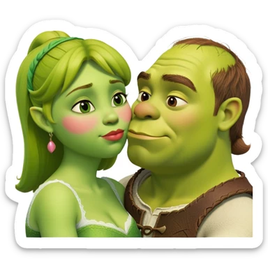 Shrek and fiona kissing sticker