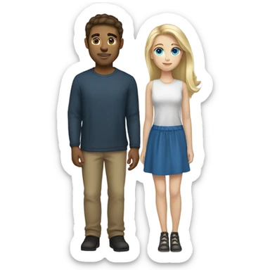 A blonde haired girl with her boyfriend who has dark brown colored hair. They both have blue eyes  sticker