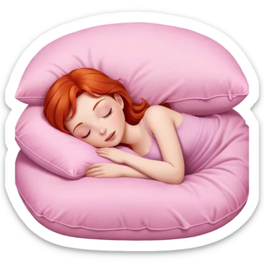 redhead taking nap on pink pillow sticker
