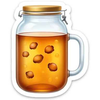 jar with tea fungus floating in kombucha sticker