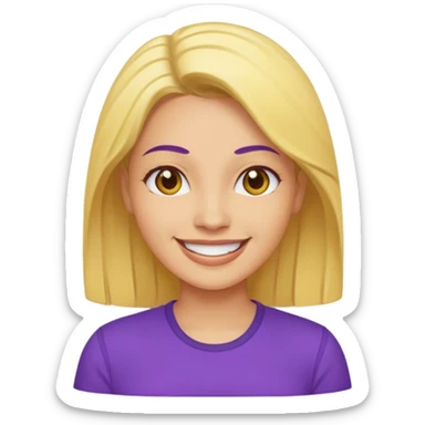 Yellow skin tone women in a purple shirt sticker