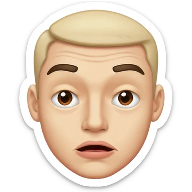 A guy bitting his lip and one eye brow is raising up and one is down sticker